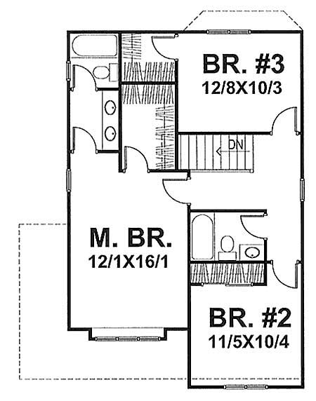 Floor Plan Second Story of Country Plan #146-1586