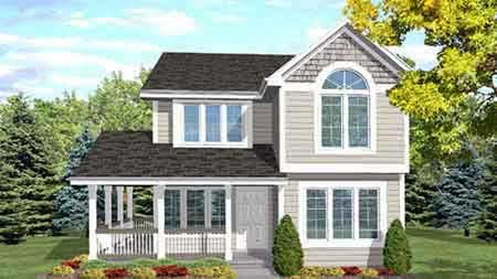 Front view of Country home (ThePlanCollection: House Plan #146-1586)