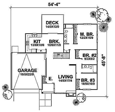Floor Plan First Story of Ranch Plan #146-1587