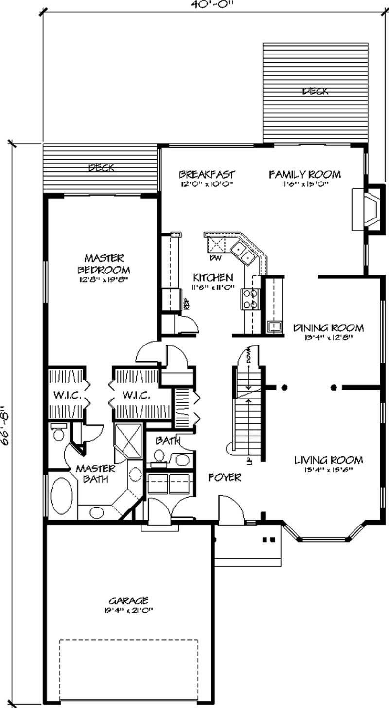 Floor Plan First Story of Cape Cod Plan #146-1588
