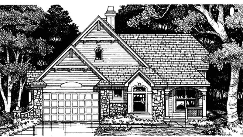 Front view of Country home (ThePlanCollection: House Plan #146-1590)