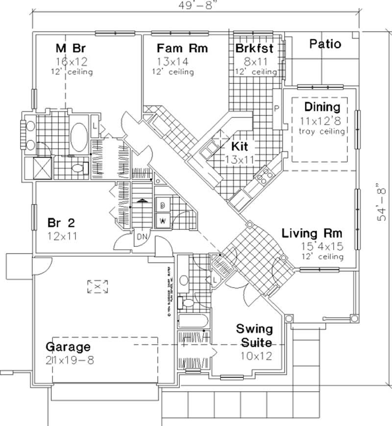 Floor Plan First Story of Country Plan #146-1590