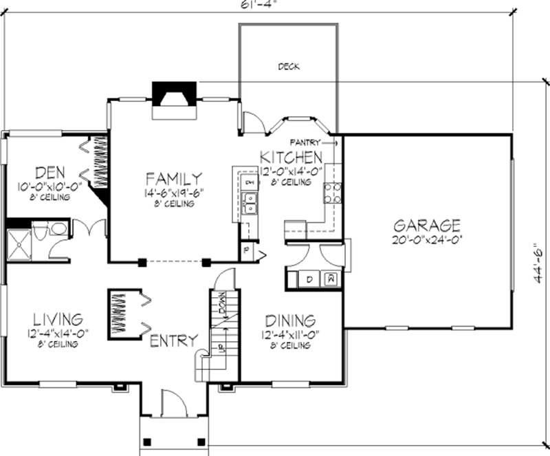 Floor Plan First Story of Colonial Plan #146-1592