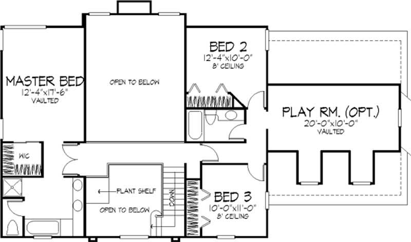 Floor Plan Second Story of Colonial Plan #146-1592