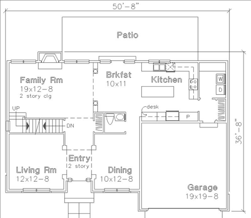 Floor Plan First Story of Colonial Plan #146-1595