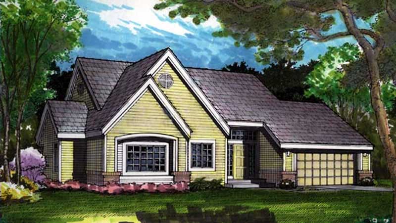 Front view of Contemporary home (ThePlanCollection: House Plan #146-1597)