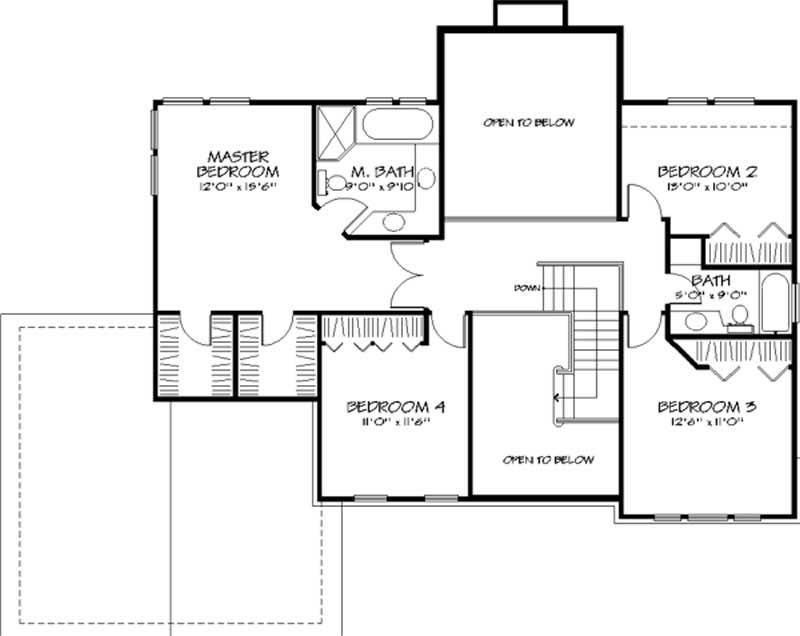 Floor Plan Second Story of Country Plan #146-1599