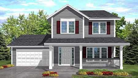 Front view of Country home (ThePlanCollection: House Plan #146-1600)