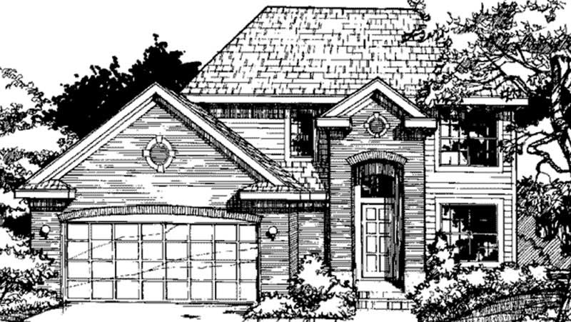 Front view of European home (ThePlanCollection: House Plan #146-1601)