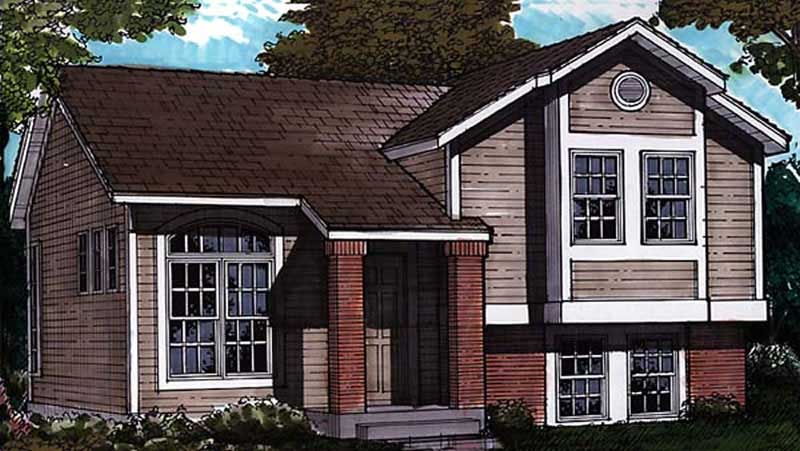 Front view of Country home (ThePlanCollection: House Plan #146-1602)
