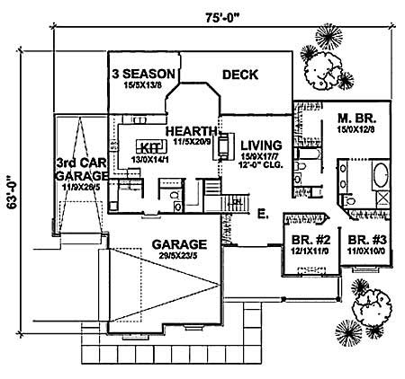 Floor Plan First Story of Craftsman Plan #146-1608