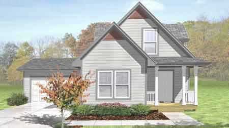 Front view of Country home (ThePlanCollection: House Plan #146-1610)