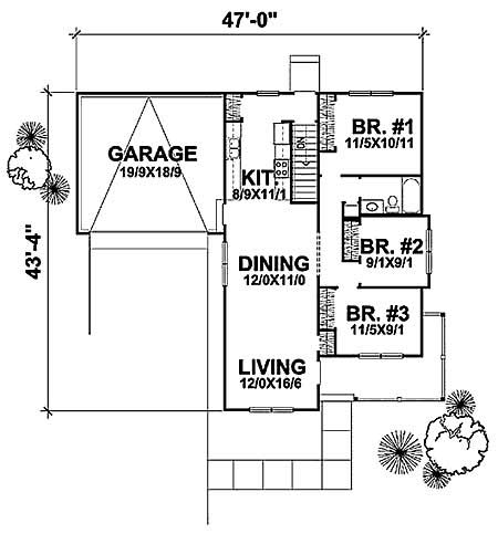Floor Plan First Story of Country Plan #146-1611