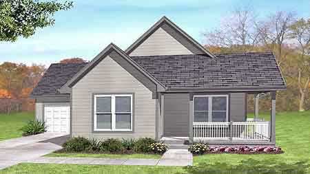 Front view of Country home (ThePlanCollection: House Plan #146-1611)
