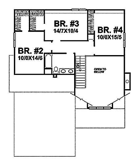 Floor Plan Second Story of Craftsman Plan #146-1613