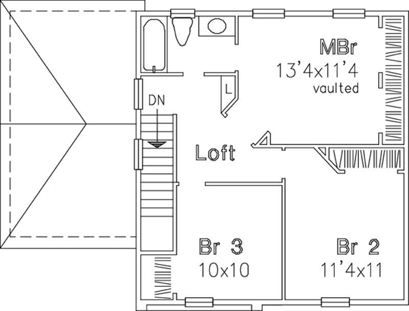 Floor Plan Second Story of Country Plan #146-1614