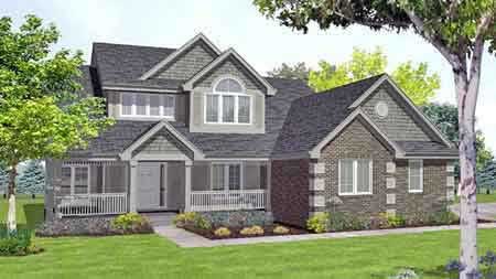 Front view of Country home (ThePlanCollection: House Plan #146-1615)
