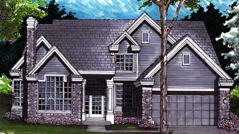 Front view of Country home (ThePlanCollection: House Plan #146-1617)
