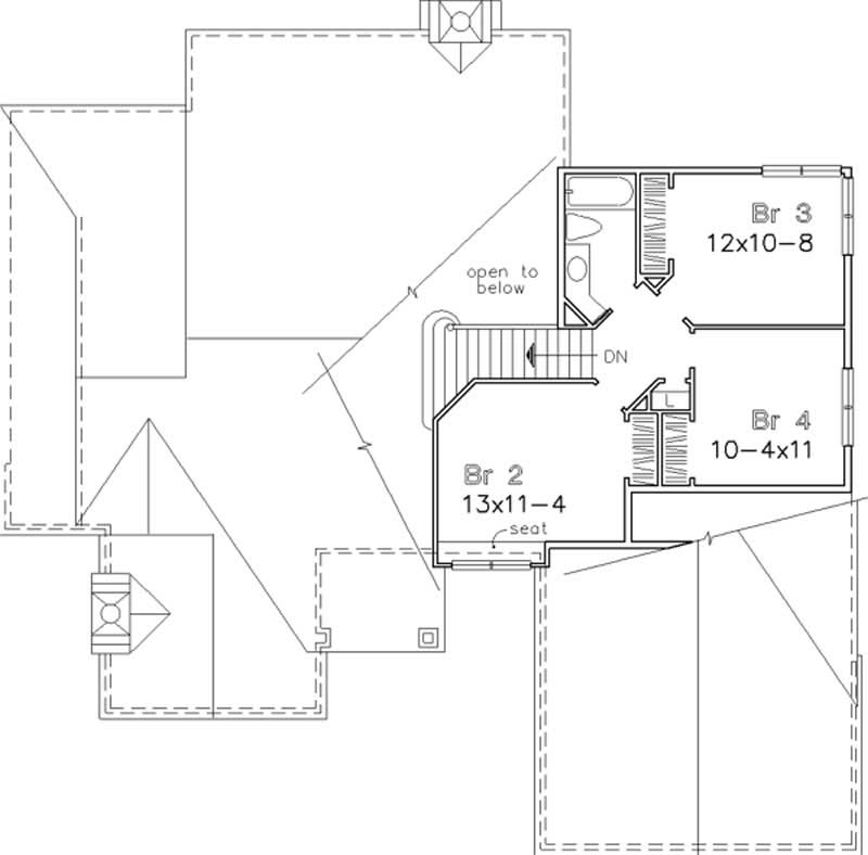 Floor Plan Second Story of Cape Cod Plan #146-1617