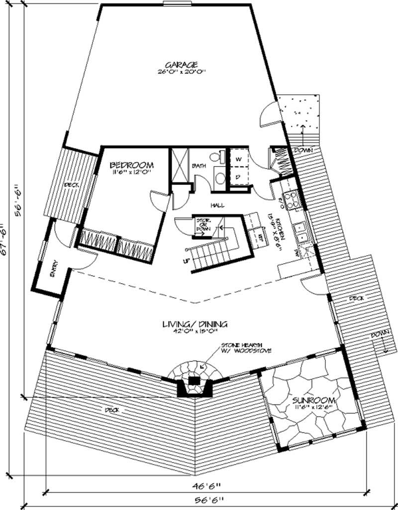 Floor Plan First Story of Contemporary Plan #146-1618