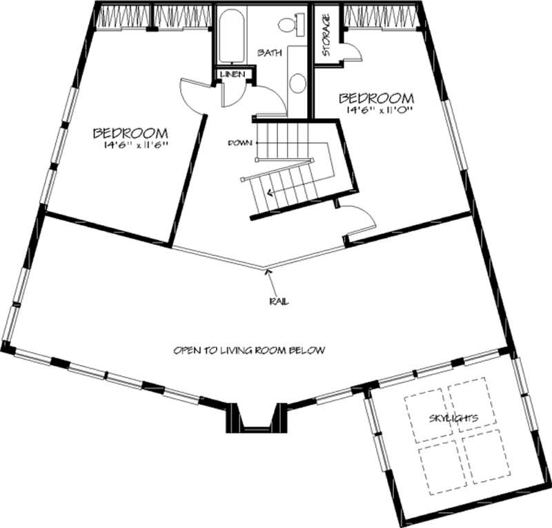 Floor Plan Second Story of Contemporary Plan #146-1618