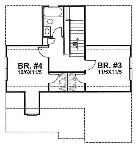 Floor Plan Second Story of Cape Cod Plan #146-1621