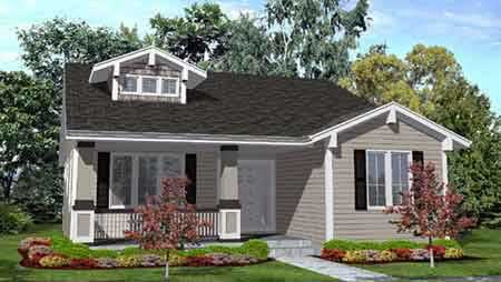 Front view of Bungalow home (ThePlanCollection: House Plan #146-1631)