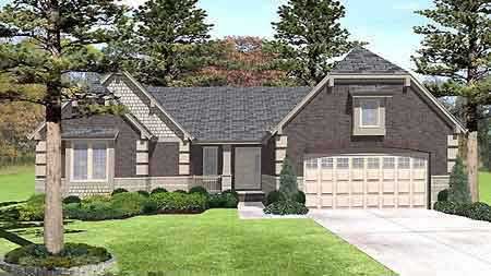 Front view of Craftsman home (ThePlanCollection: House Plan #146-1632)