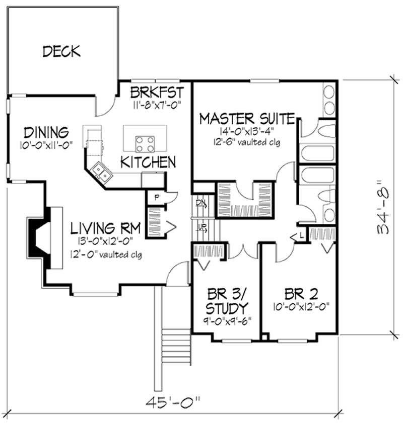 Floor Plan First Story of Small House Plans #146-1636