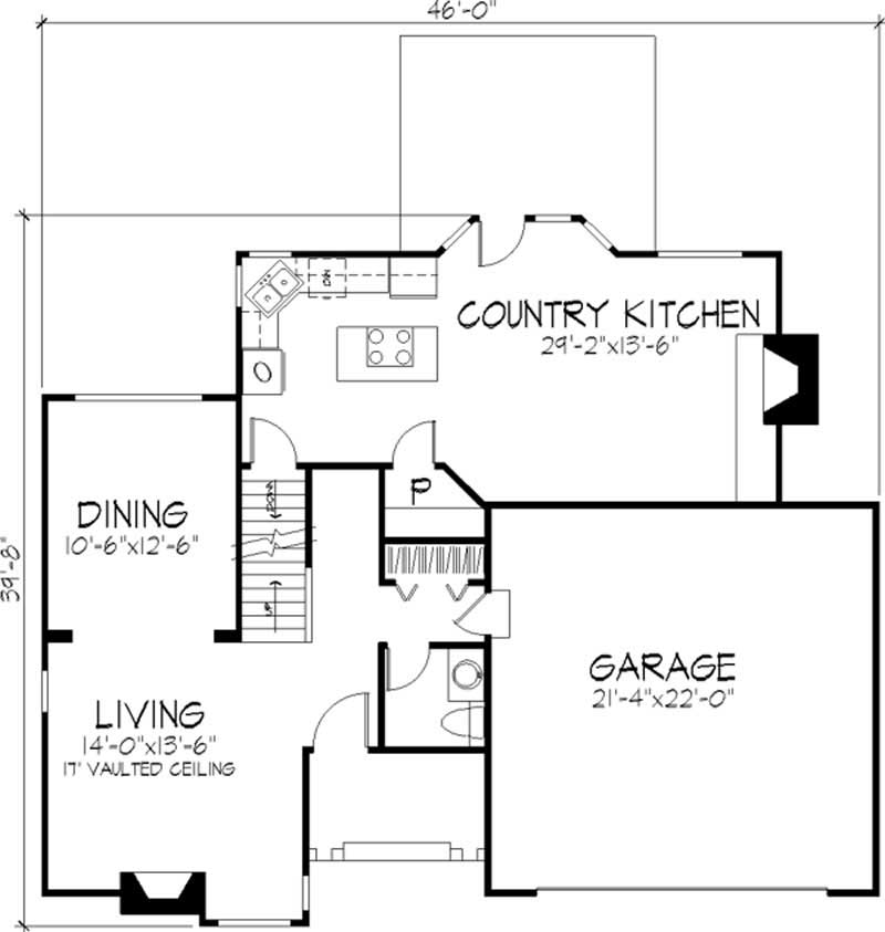 Floor Plan First Story of Country Plan #146-1637