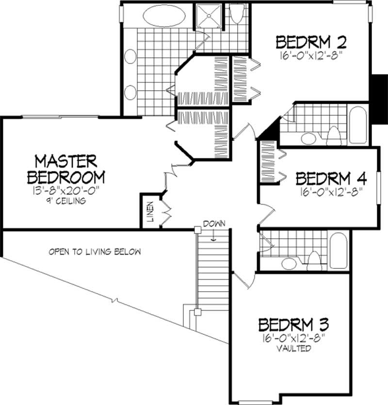 Floor Plan Second Story of European Plan #146-1638