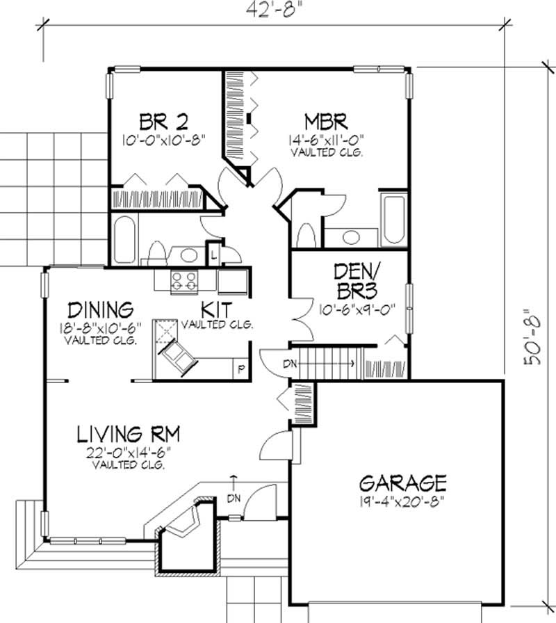 Floor Plan First Story of Country Plan #146-1644