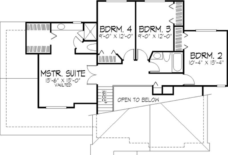 Floor Plan Second Story of Country Plan #146-1645