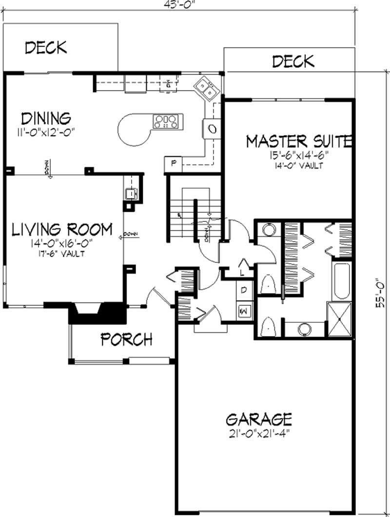 Floor Plan First Story of Cape Cod Plan #146-1660