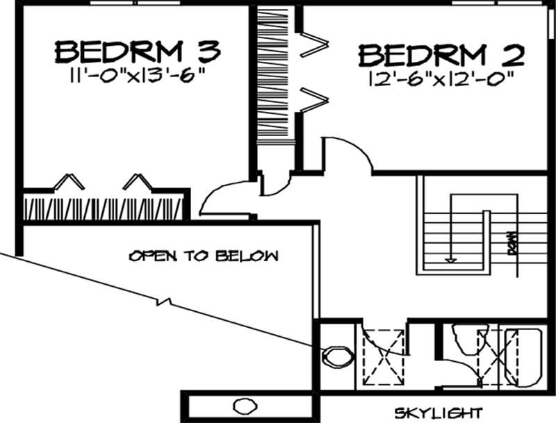 Floor Plan Second Story of Cape Cod Plan #146-1660