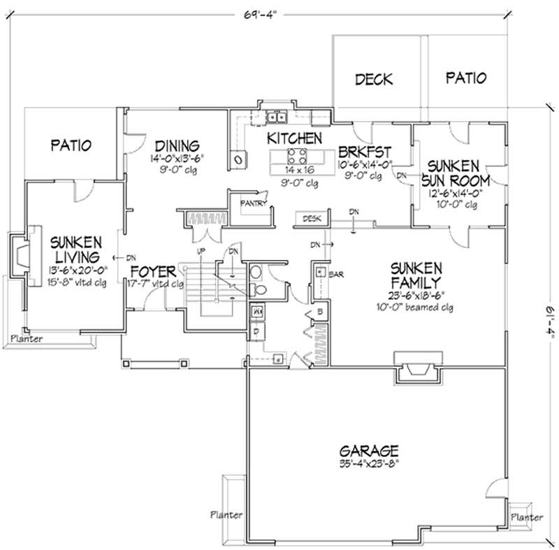 Floor Plan First Story of Colonial Plan #146-1661