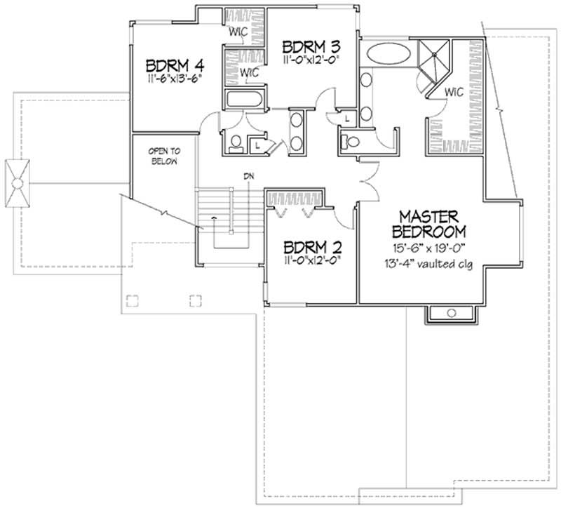 Floor Plan Second Story of Colonial Plan #146-1661