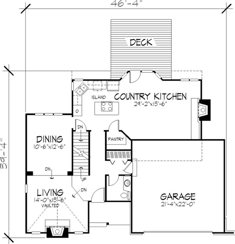 Floor Plan First Story of Country Plan #146-1663