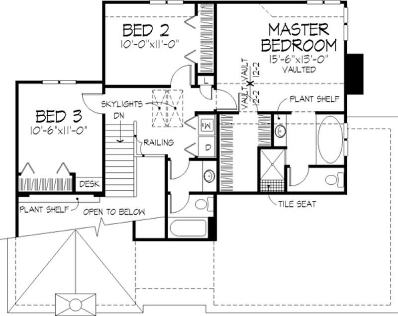 Floor Plan Second Story of Country Plan #146-1663