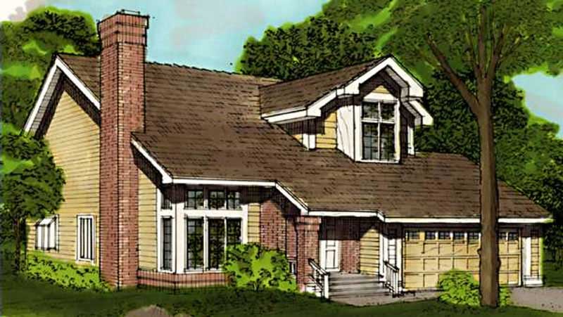 Front view of Country home (ThePlanCollection: House Plan #146-1667)