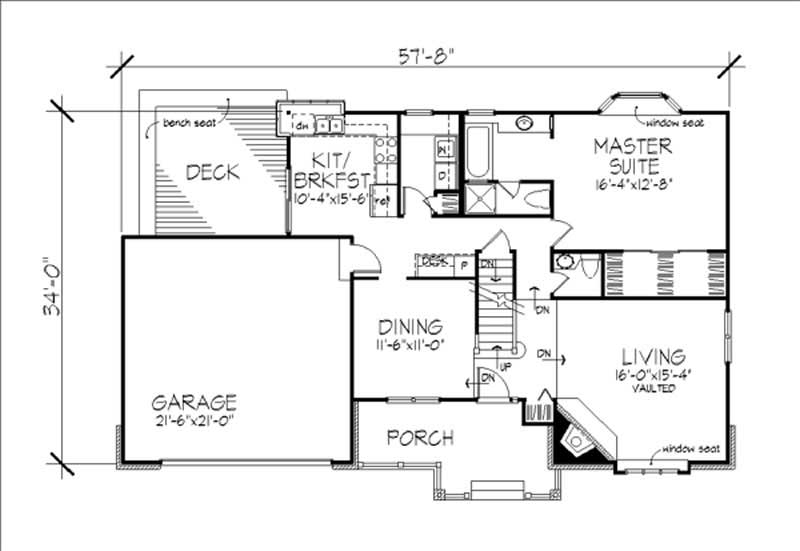 Floor Plan First Story of Cape Cod Plan #146-1668