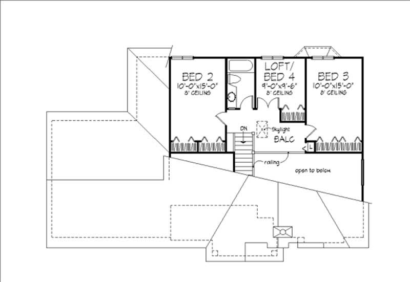 Floor Plan Second Story of Cape Cod Plan #146-1668