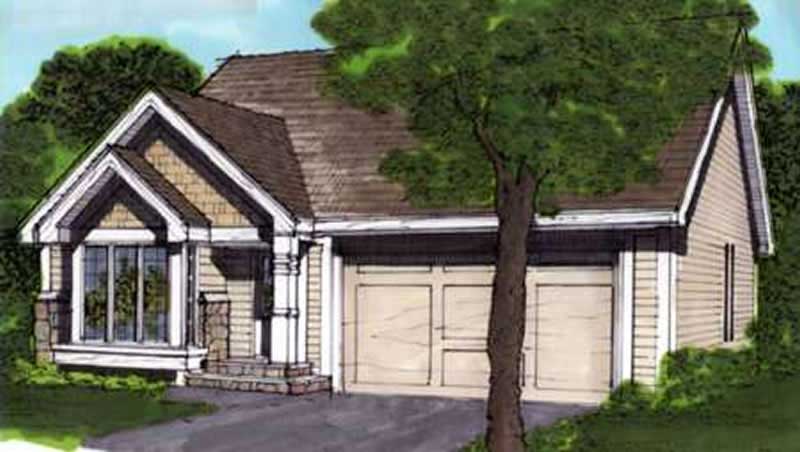 Front view of Country home (ThePlanCollection: House Plan #146-1670)