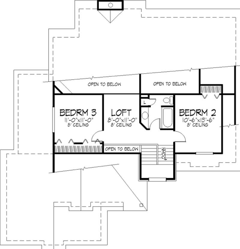 Floor Plan Second Story of Cape Cod Plan #146-1675