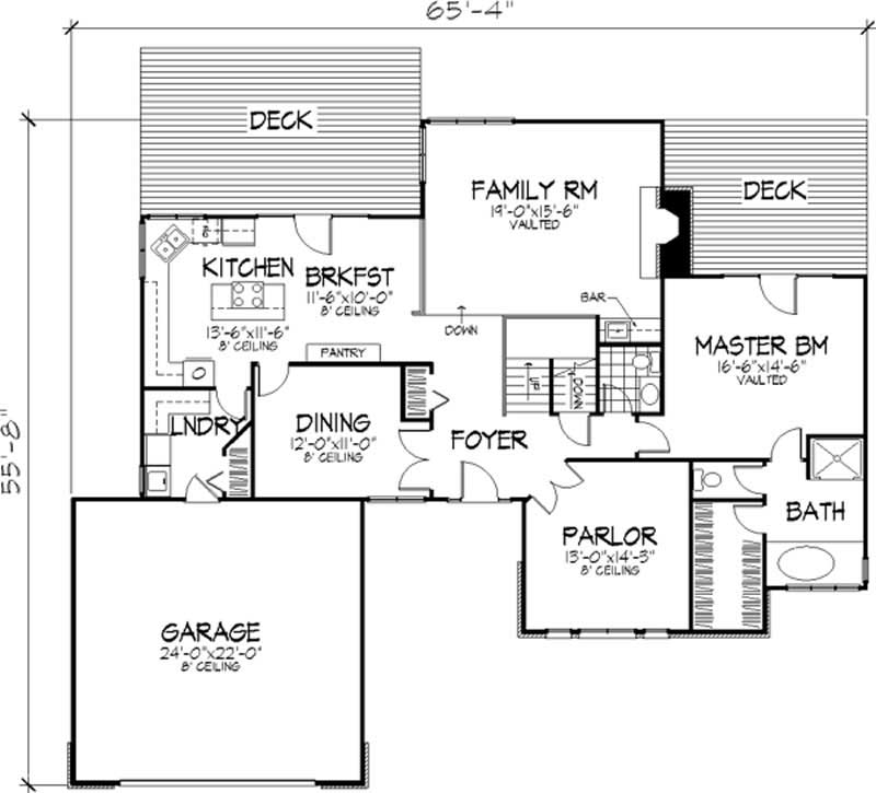 Floor Plan First Story of Country Plan #146-1678