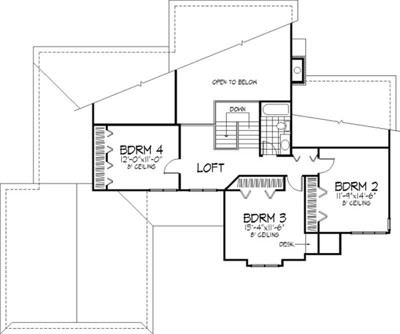 Floor Plan Second Story of Country Plan #146-1678
