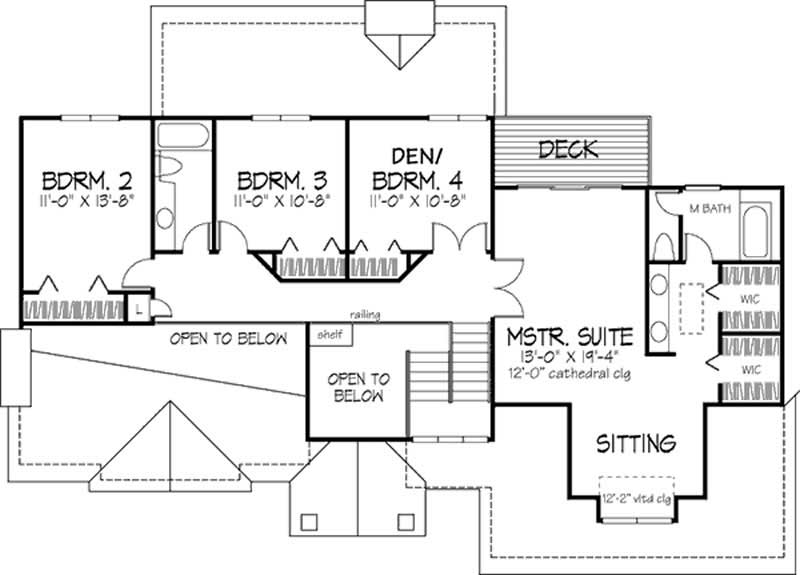 Floor Plan Second Story of Ranch Plan #146-1679
