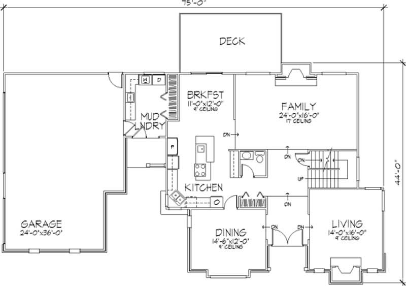 Floor Plan First Story of European Plan #146-1683