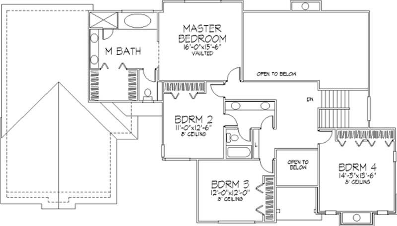 Floor Plan Second Story of European Plan #146-1683