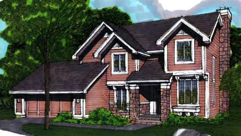 Front view of Country home (ThePlanCollection: House Plan #146-1684)